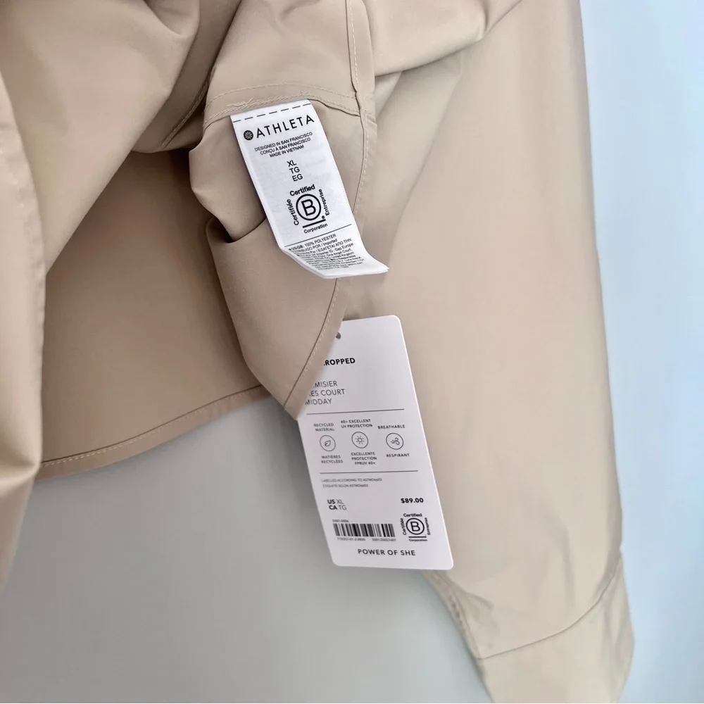 Athleta Midday Ultra Cropped Shirt | Khaki | Size XL